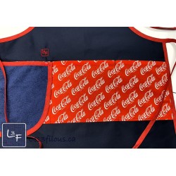 Coca Cola Tablier Adulte Couleur Bleu Nuit avec Essuie-mains  Prêt à Broder TEM-453P
