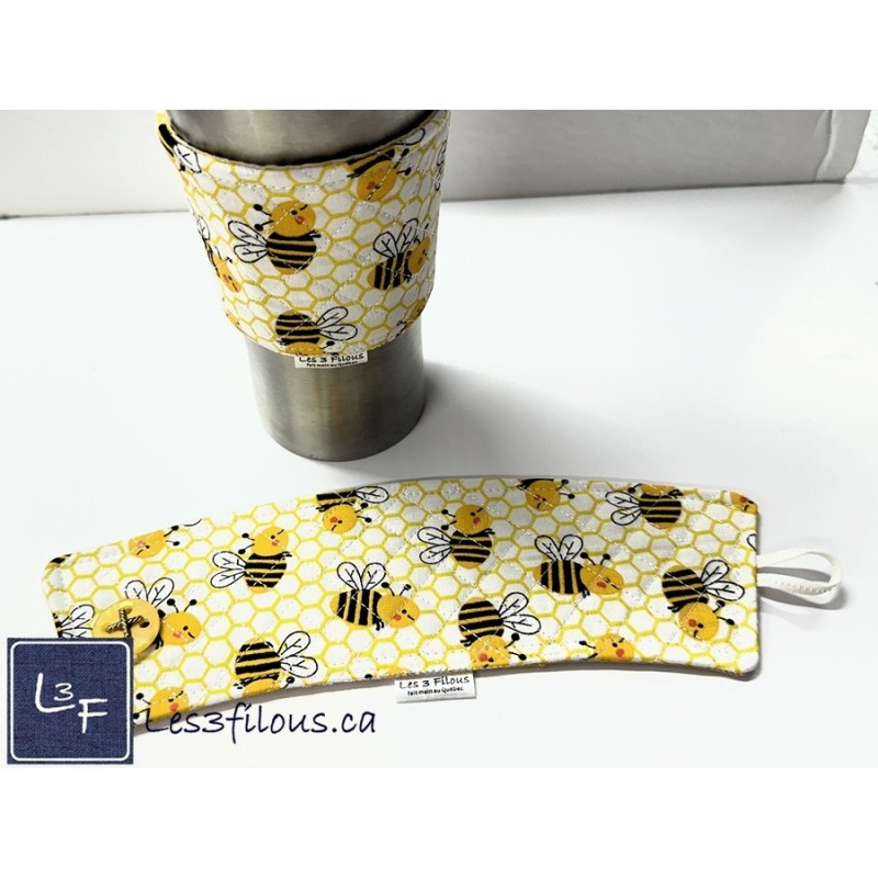 Abeilles Manchon pour Tasse à café ( boisson chaude) réutilisable MAN-004