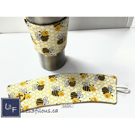 Abeilles Manchon pour Tasse à café ( boisson chaude) réutilisable MAN-004
