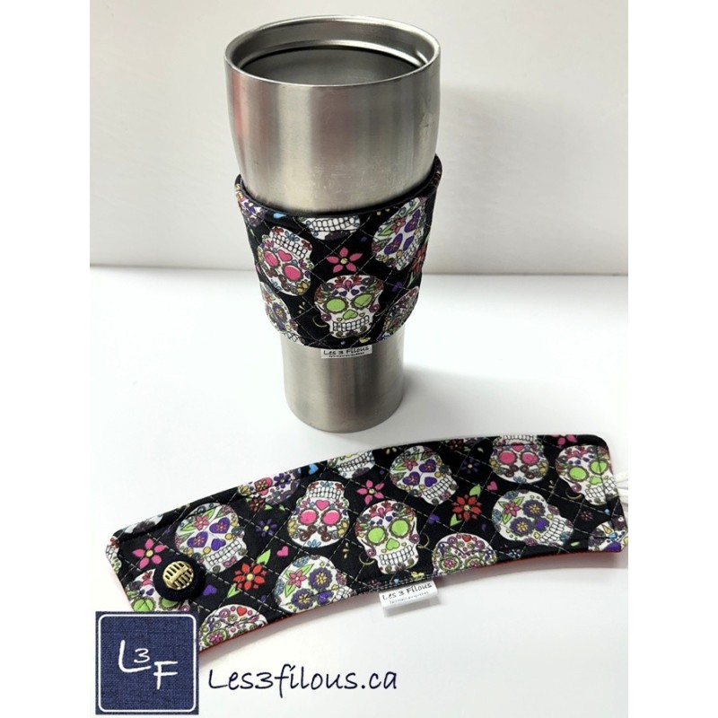 Têtes de Mort Squelette Manchon pour Tasse à café ( boisson chaude) réutilisable MAN-008