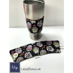 Têtes de Mort Squelette Manchon pour Tasse à café ( boisson chaude) réutilisable MAN-009