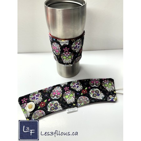 Têtes de Mort Squelette Manchon pour Tasse à café ( boisson chaude) réutilisable MAN-009