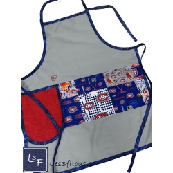 Hockey Tablier Gris avec Essuie-mains Adulte Pret à Broder TEM-461P