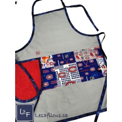 Hockey Tablier Gris avec Essuie-mains Adulte Pret à Broder TEM-461P