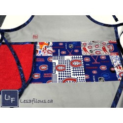 Hockey Tablier Gris avec Essuie-mains Adulte Pret à Broder TEM-461P