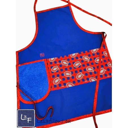 Hockey Tablier Bleu Royal  avec Essuie-mains Adulte Pret à Broder TEM-462P