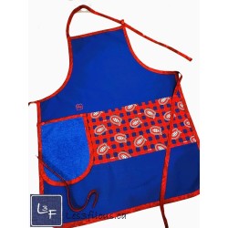 Hockey Tablier Bleu Royal  avec Essuie-mains Adulte Pret à Broder TEM-462P