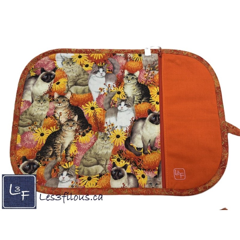 Chats Siamois Persan Napperon avec Pochette Prêt à Broder Personnalisé NAP-481P
