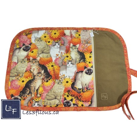 Chats Siamois Persan Napperon avec Pochette Prêt à Broder Personnalisé NAP-482P