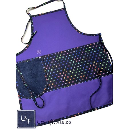 Pattes de Chiens Chats Multicouleur Tablier avec Essuie-mains Adulte Unisexe Couleur Mauve TEM-461P