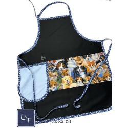 Puppy Bébés Chiens Tablier avec Essuie-mains Adulte couleur Noir Prêt à Broder TEM-463P