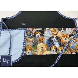 Puppy Bébés Chiens Tablier avec Essuie-mains Adulte couleur Noir Prêt à Broder TEM-463P