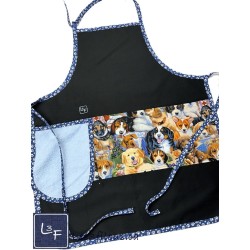 Puppy Bébés Chiens Tablier avec Essuie-mains Adulte couleur Noir Prêt à Broder TEM-463P