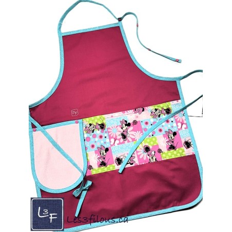 Minnie Petites Souris Tablier Noir avec Essuie-mains Adulte Pret à Broder TEM-465P