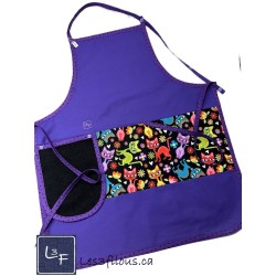 Chats Multicouleurs Tablier Adulte Couleur Mauve avec Essuie-mains Prêt à Broder TEM-476P