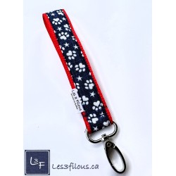 Porte-clé bracelet avec mousqueton Pattes Chiens Chats | Les 3 Filous