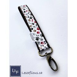 Porte-clé bracelet avec mousqueton Pattes et os Chien | Les 3 Filous