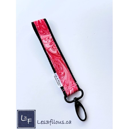 Porte-clés bracelet avec mousqueton Vague Rose | Les 3 Filous