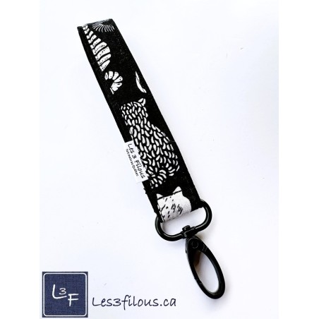 Porte-clés bracelet avec mousqueton Silhouettes de Chats | Les 3 Filous
