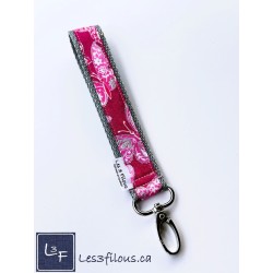 Porte-clés bracelet avec mousqueton Papillons Roses | Les 3 Filous