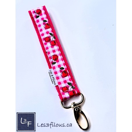 Porte-clés bracelet avec mousqueton Cerises | Les 3 Filous