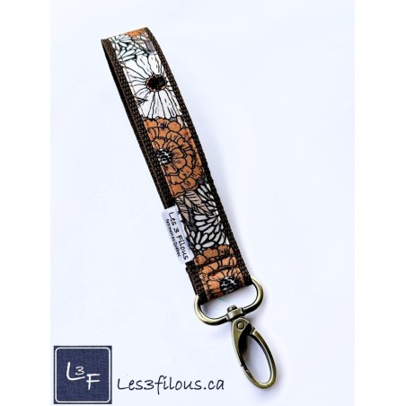 Porte-clés bracelet avec mousqueton Fleurs | Les 3 Filous