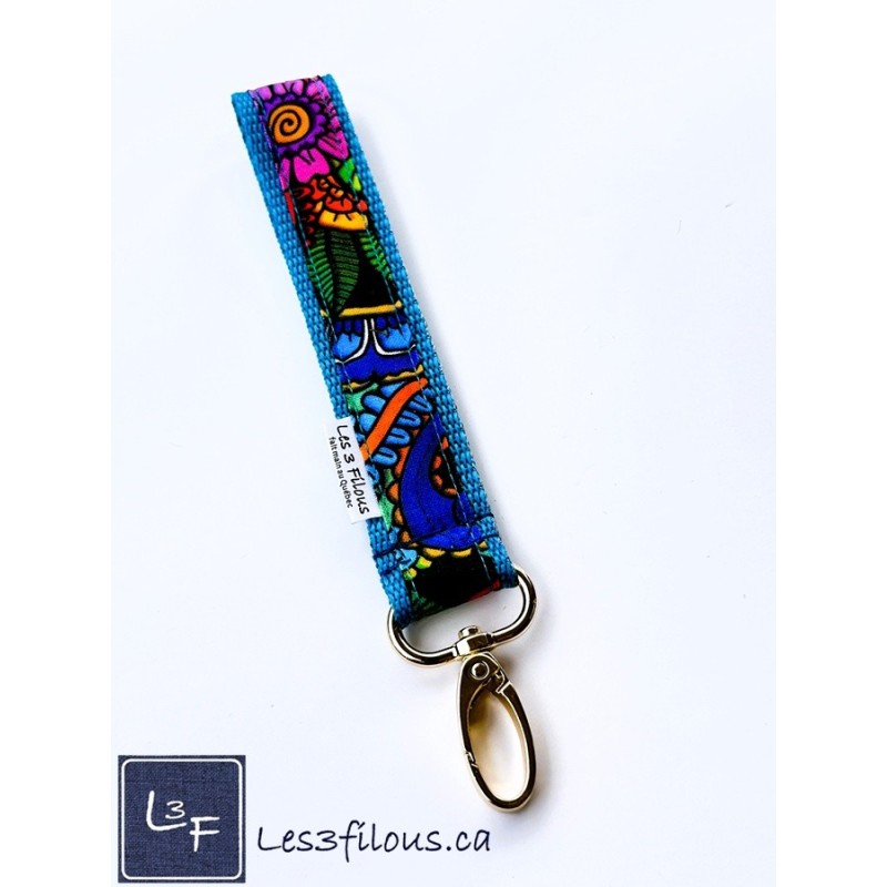 Porte-clés bracelet avec mousqueton Bohème Turquoise | Les 3 Filous