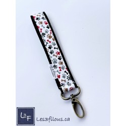 Porte-clés bracelet avec mousqueton Pattes et os Chien Noir| Les 3 Filous