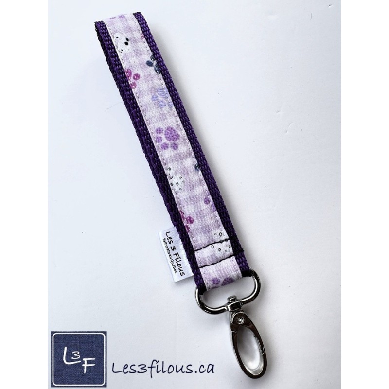 Porte-clés bracelet avec mousqueton Pattes et os Chien Noir| Les 3 Filous