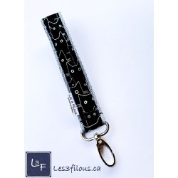 Porte-clés bracelet avec mousqueton Silhouettes de Chats gris | Les 3 Filous