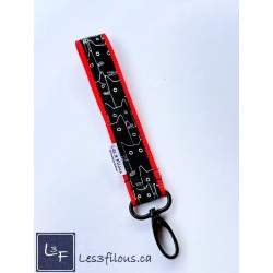 Porte-clés bracelet avec mousqueton Silhouettes de Chats rouge | Les 3 Filous