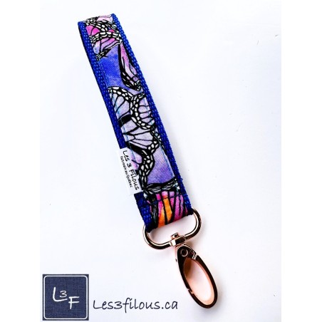 Porte-clés bracelet avec mousqueton ailes de Papillons | Les 3 Filous