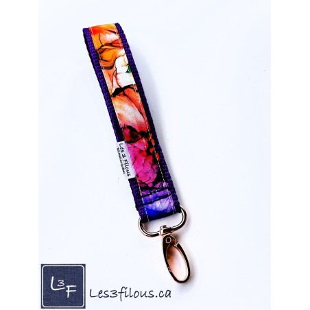 Porte-clés bracelet avec mousqueton Aquarelle | Les 3 Filous