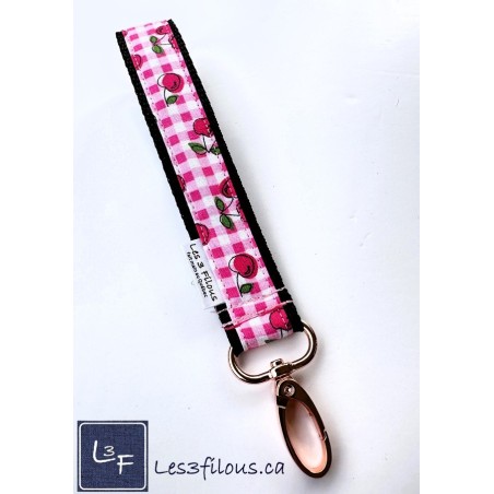Porte-clés bracelet avec mousqueton Cerises | Les 3 Filous