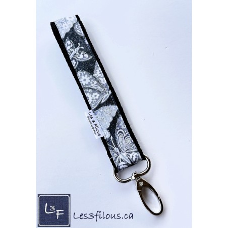 Porte-clés bracelet avec mousqueton Papillons | Les 3 Filous