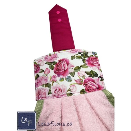 Serviette de cuisine à suspendre et attachable – Roses | les 3 Filous