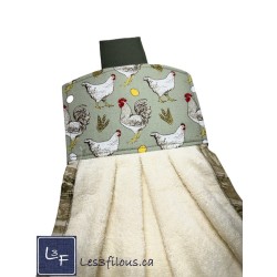 Serviette de cuisine à suspendre et attachable – Coqs et Poules | les 3 Filous