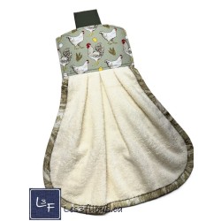 Serviette de cuisine à suspendre et attachable – Coqs et Poules | les 3 Filous