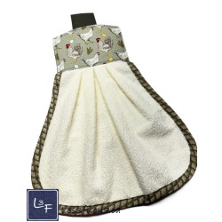 Serviette de cuisine à suspendre et attachable – Coqs Poules | les 3 Filous