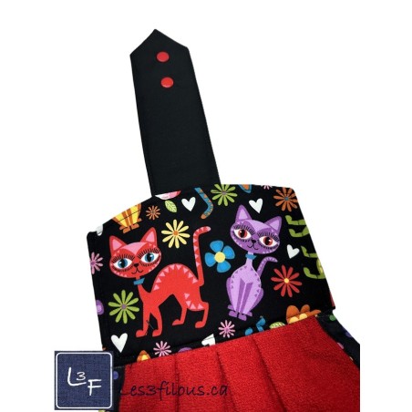 Serviette de cuisine à suspendre et attachable – Chats multicouleurs | les 3 Filous