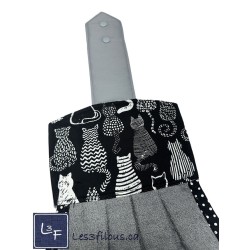 Serviette de cuisine à suspendre et attachable – Silhouette de Chats| les 3 Filous