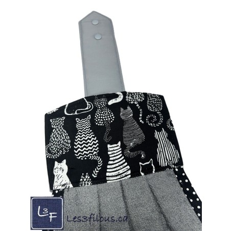 Serviette de cuisine à suspendre et attachable – Silhouette de Chats| les 3 Filous