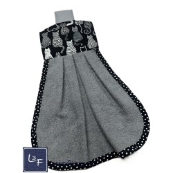 Serviette de cuisine à suspendre et attachable – Silhouette de Chats| les 3 Filous
