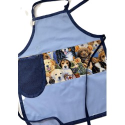 Chiens Tablier Avec Essuie-mains Enfant Couleur Bleu prêt à Broder TEN-345P