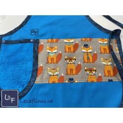 Tablier Enfant Renards a lunettes Brodé (3-8 ans) - Fait Main Québec