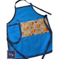 Tablier Enfant Renards Chapeaux Brodé (3-8 ans) - Fait Main Québec