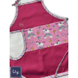 Tablier Enfant Licornes Roses Brodé (3-8 ans) - Fait Main Québec