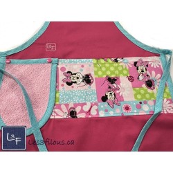 Tablier Enfant Souris Minnie Rose Brodé (3-8 ans) - Fait Main Québec