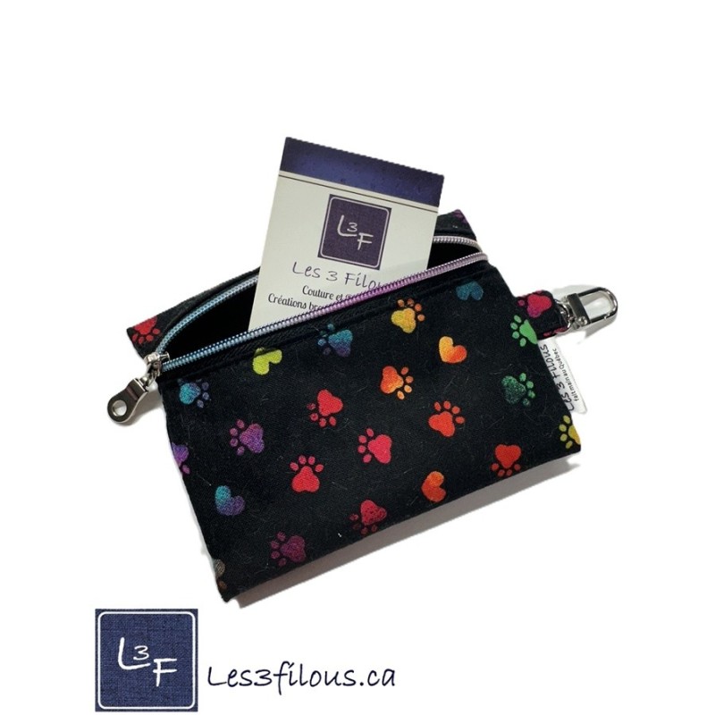 Porte-clés Porte-monnaie 3-en-1 pattes et coeurs | Les 3 Filous