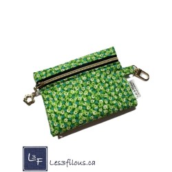 Porte-clés Porte-monnaie 3-en-1 Fleurs vertes | Les 3 Filous